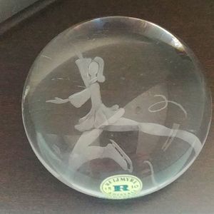 Reijmyre Round Etched Skating Girl Glass Art